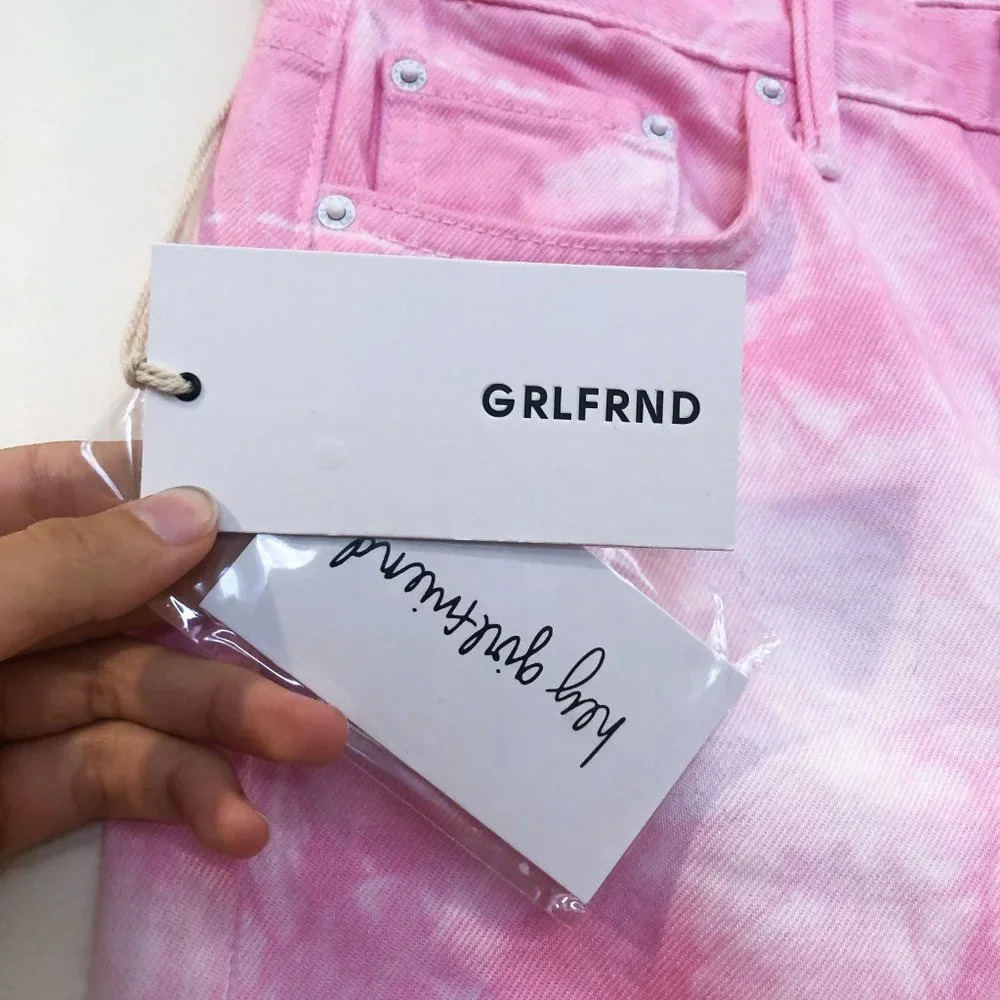 NEW GRLFRND Denim Helena Pink High Waist Tie Dye Straight Leg Jeans Women's 26 - Picture 3 of 10